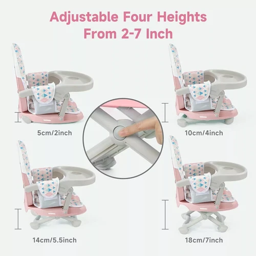 Travel Booster Seat w/ Tray Adjustable Folding High Chair Children Baby Armchair - Picture 10 of 78