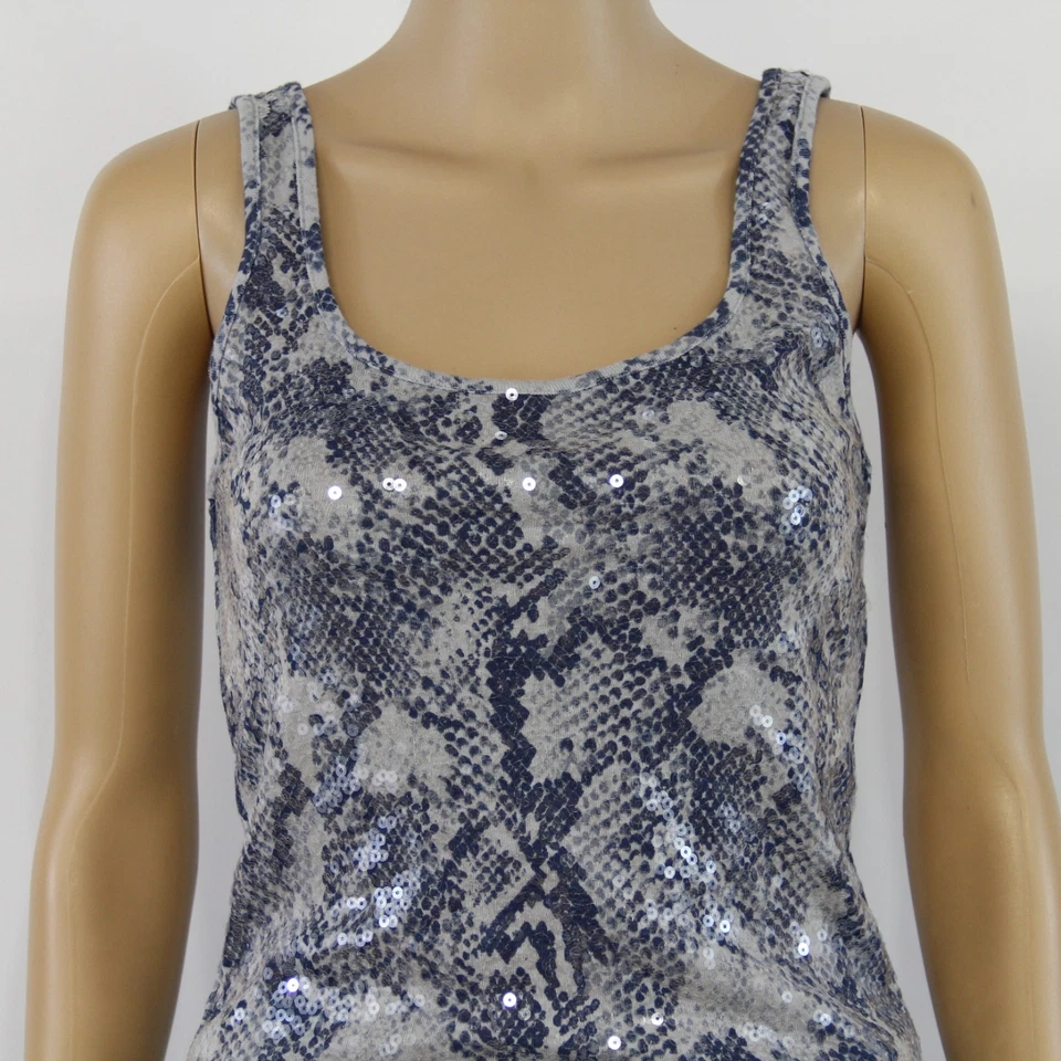 Camiseta sin mangas Old Navy para mujer talla mediana gris algodón brillante fiesta estampado animal  Foto 2 de 4