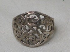 ornate filigree scroll style not marked sterling silver ring size 7.75 band