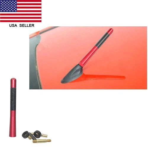 New 4.7 Inch Short Antenna AM /FM Red Aluminum Carbon Fiber For Mini Cooper