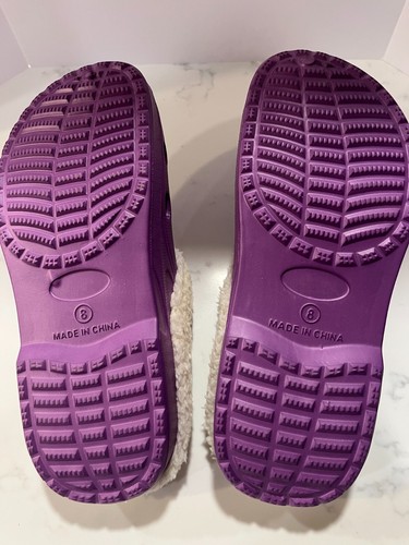 Clogs Damen gefüttert lila Schuhe Kunstfell weiß gefüttert Größe 8 - Bild 7 von 8