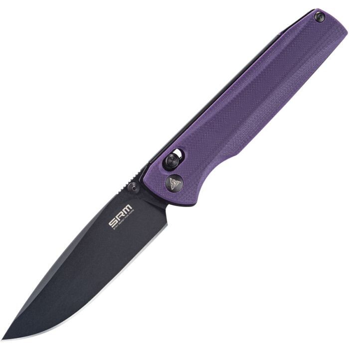 SRM Knives 258L-GN Ambi Lock Purple G10 Folding D2 Steel Pocket Knife 258LGN