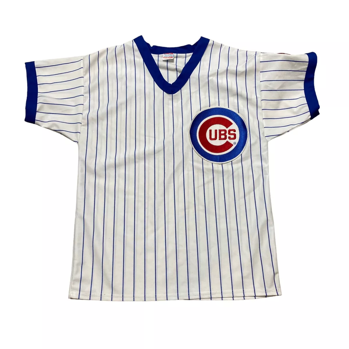 Vintage Chicago Cubs Ringer Jersey V-Neck T-Shirt Adult Large Striped