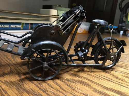 Vintage All Metal Toy Rickshaw Bicycle Carriage Working Parts Pedals! - Picture 7 of 8
