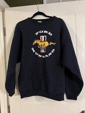 Vintage Ford Mustang Big Horse Car Logo Black Crewneck Sweatshirt USA Men s XL
