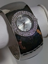 Studio Silver Tone Dial Hinge Bangle Bracelet Band Watch 6.5 Inch