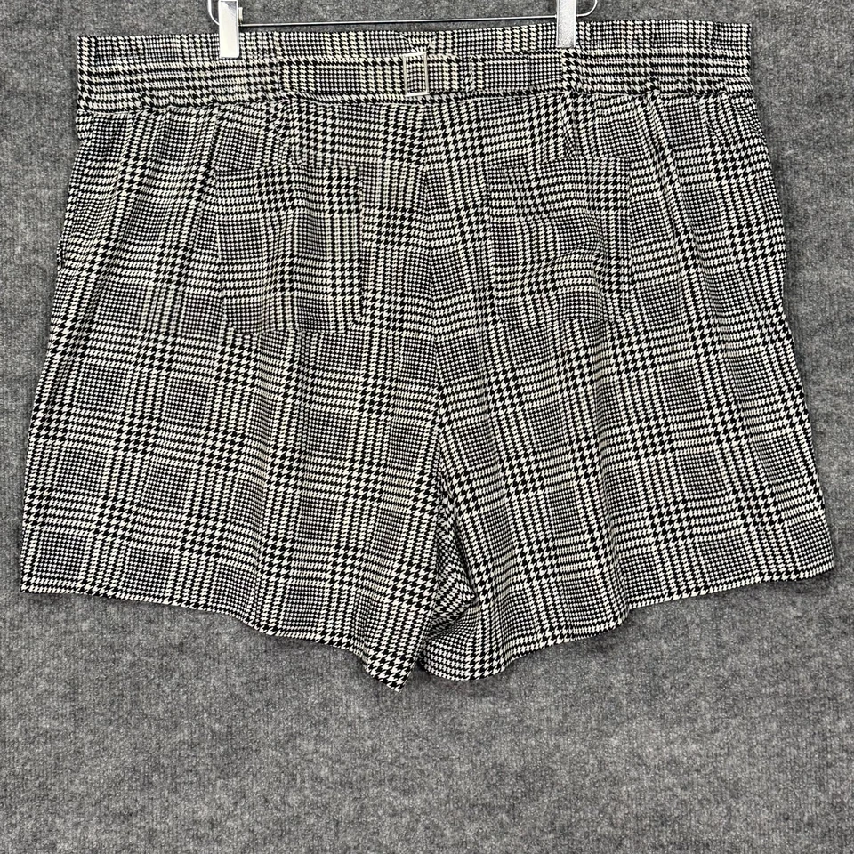 Pantalones Cortos Torrid Para Mujer 24 Negro Blanco Cuadros Elegantes Tiro Alto Elastizados Preppy Plus Foto 3 de 4