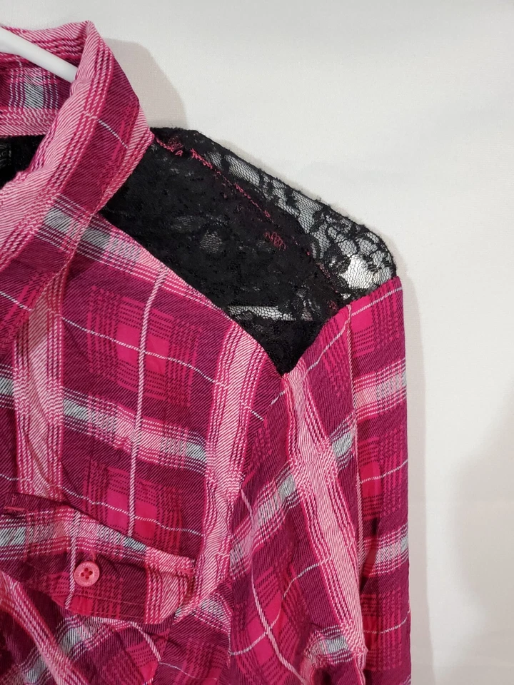 Camisa Southpole Abotonada Juniors Talla XL Cuadros Larga Larga Encaje Detalle Occidental Foto 4 de 4