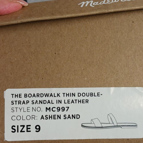 Madewell Boardwalk Sandals Thin Double Strap Sandel Leather Ashen Sand Size 9 - Picture 7 of 7