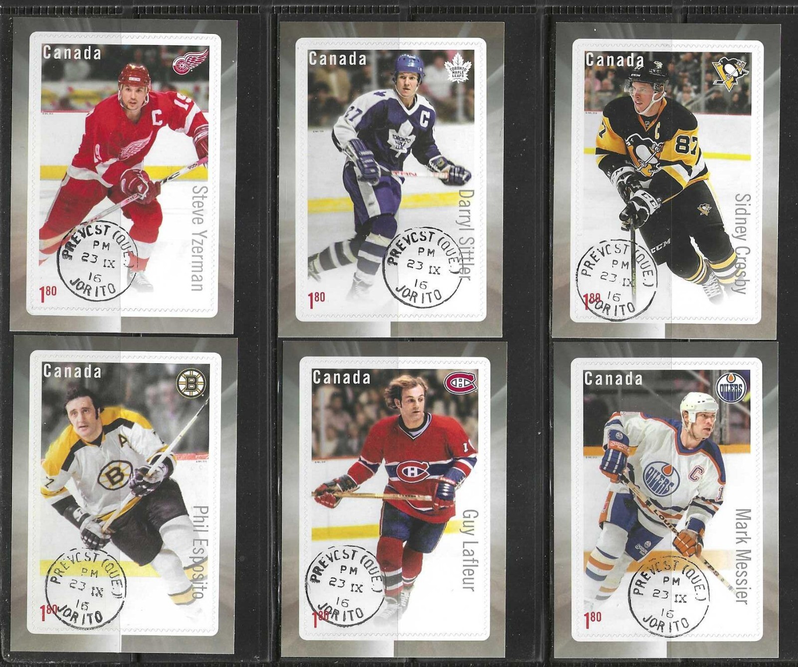 2016 NHL Hockey Great Canadian Forwards Souvenir Sheets of 6 CDS USED