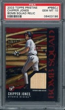 Chipper Jones 2003 Topps Pristine #PBSCJ Bomb Squad Bat Relic PSA 10 Pop 2