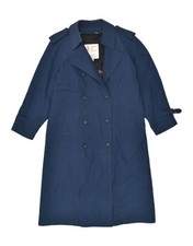 London Fog Womens Petite Trench Coat Us 8 Medium Navy Blue Cotton Lg20