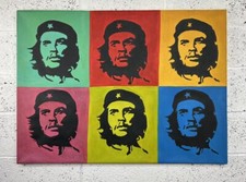Large Portrait Che Guevara Oil Canvas painting 1980’s Hand Made Like Endy WARHOL