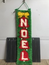 Vintage Noel Wall Hanging Latch Hook Yarn Christmas Cottagecore Retro 32.5  F1