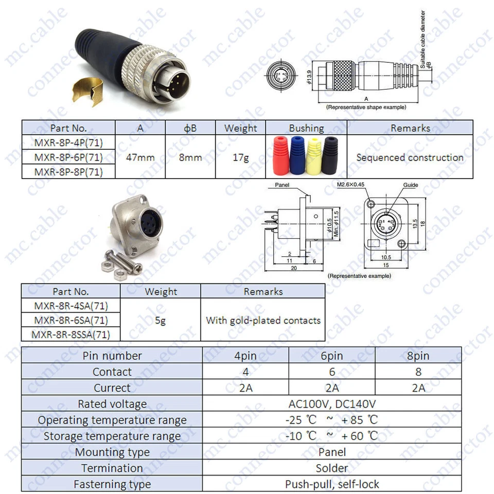 Hirose 4pin 6pin 8pin Connector MXR-8P-8P 4 6 8 pin Plug for Sony CCA-5 RCP1500 - Image 2 of 4