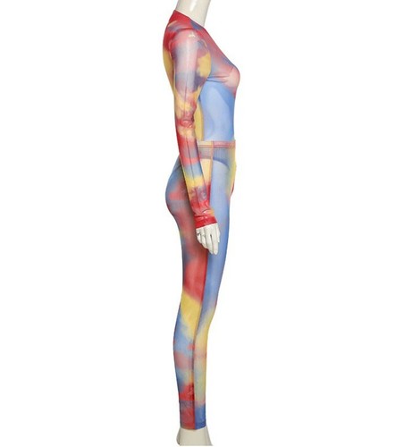 Image 3 - NEW Women Mesh Sheer Crew Neck Long Sleeve Bodysuit +Skinny Leggings Matching #H