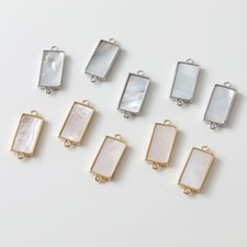 4pcs Rectangle White Shell Charm Connector,Gold/Silver Rectangle Earring Pendant