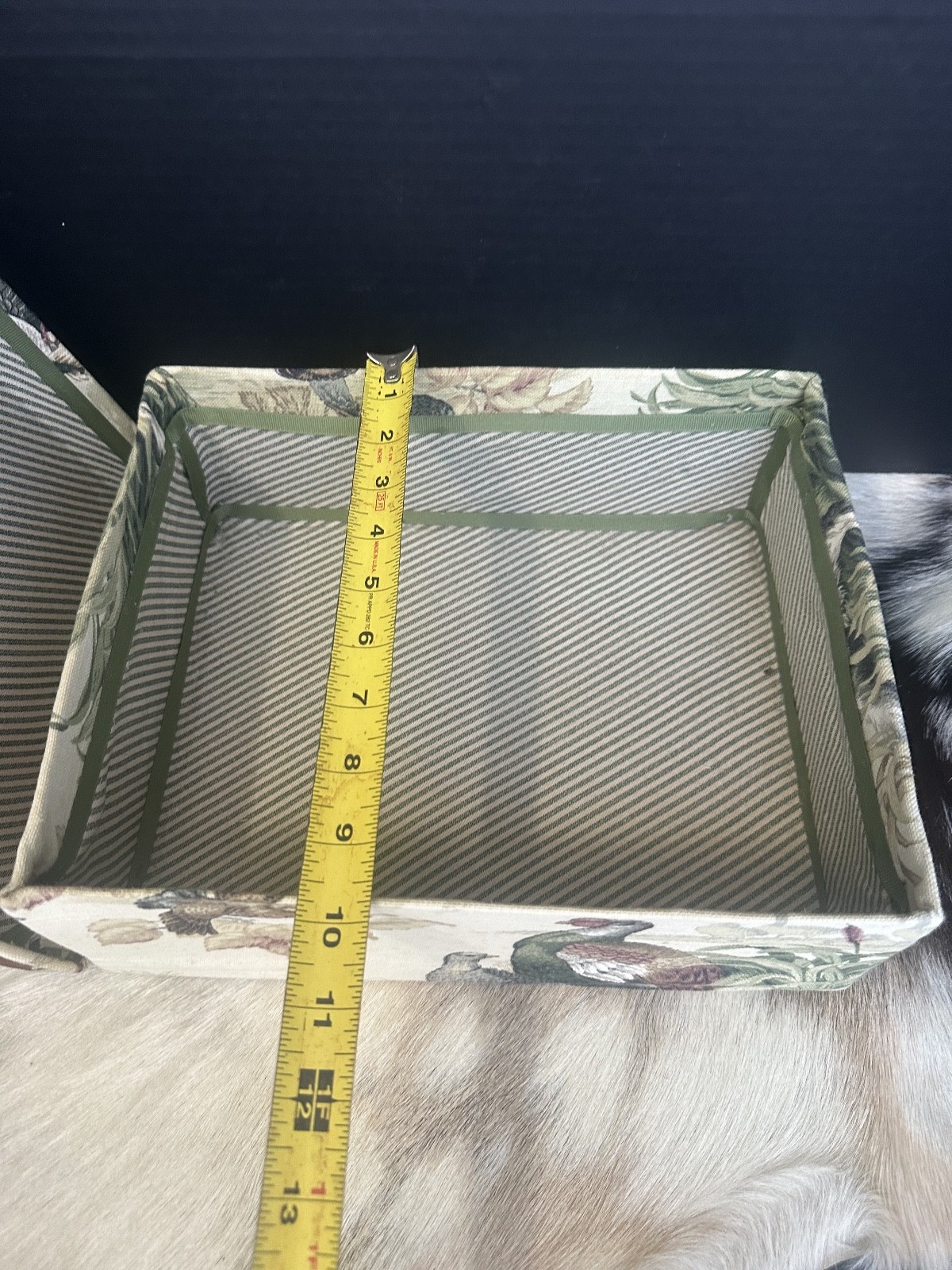 Hand Made Decorative Storage Box W/Lid with Dog Hunting  Scene, 12.5in x10in