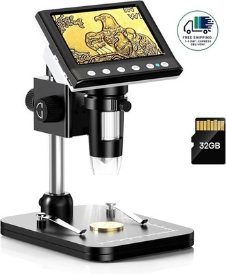 Microscopio de monedas IPS de 4,3'', microscopio digital con aumento de 1000X
