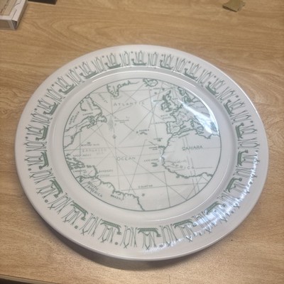 Vintage Gustavsberg Sweden Atlantic Ocean Ancient Map Decorative Plate