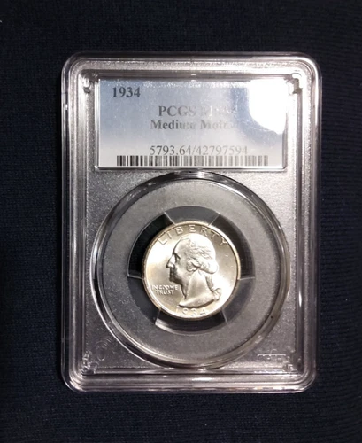 1934 washington quarter, medium motto PCGS MS64. Priced at PCGS price guide.