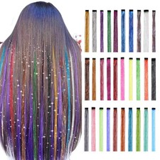 1PcShiny Sparkle Hair Tinsel Rainbow Women Colorful Glitter Bling Hair Exte O8P2