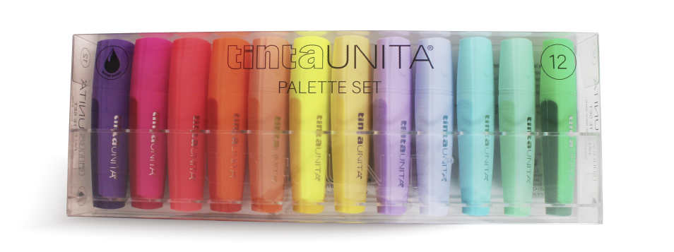 SET DI 12 EVIDENZIATORI PALETTE SET TINTA UNITA