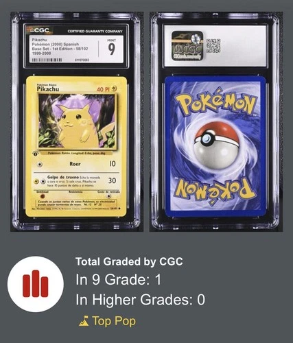 Pikachu 58/102 Base Set 1st Edition Spanish, German, French CGC 9 MINT