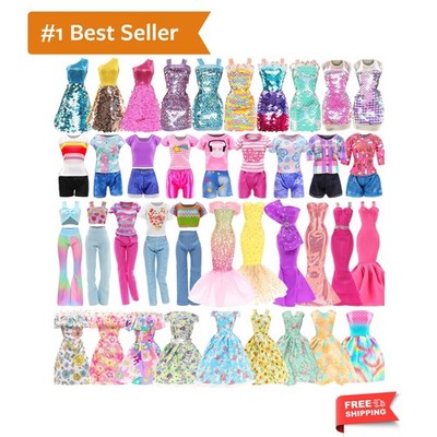 11 Sets Doll Clothes Including 2 Sequins Dresses 5 Mermaid Floral Dresses 4 C...