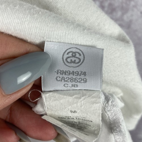 Vintage STUSSY T-Shirt Women’s Luxury Y2K Big Logo Drill USA White Size M - Picture 7 of 14