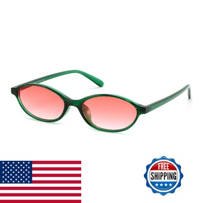 Feisedy Retro Oval Cat Eye Sunglasses For Women 90S Narrow Lightweight Shades