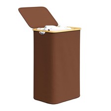 SpaceAid Laundry Hamper with Lid, 110L Large Tall Clothes Basket Bin with Bamboo