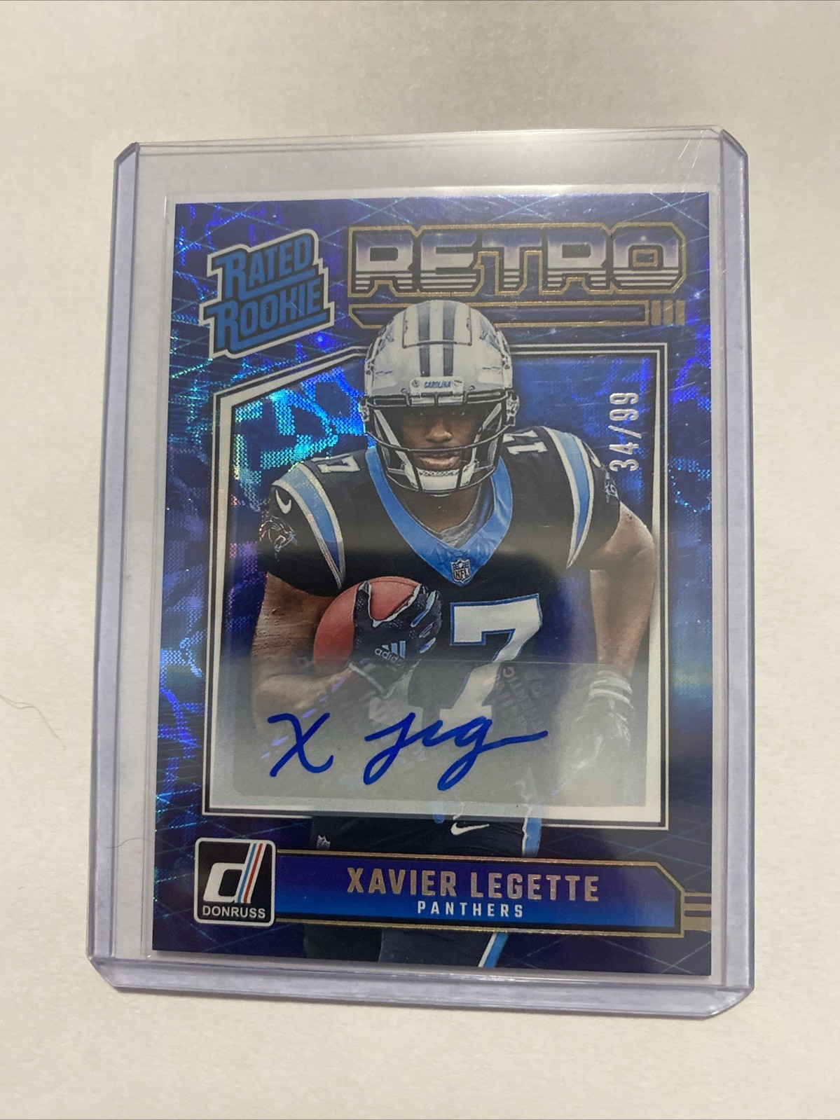 2024 Panini Donruss Xavier Legette Rated Rookie Retro Auto /99 RC #13 Panthers