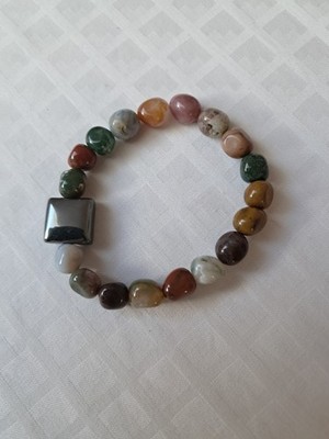 Armband, auf Gummi, Jaspis,Blutstein, 20 bis 22  cm, eigene Herstellung, Handar