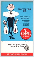 Fayetteville TN~Homer Thompson Garage~Kendall Motor Oil Ad Card~Money Bags~Cloud