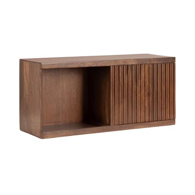 Furrow 30 In. W X 10 In. D Walnut Brown Wood Cabinet Decorative Wall Shelf