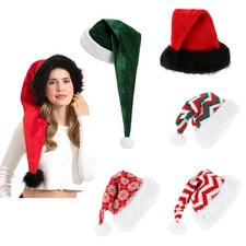1Pcs Adult Christmas Hat Santa Hat Xmas Beanie Costume Plush Ball Caps Party