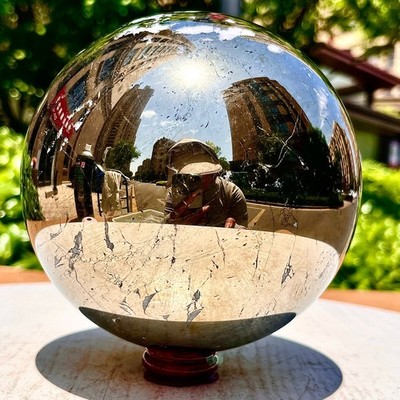 10.52LB Natural copper iron ore quartz mineral mirror polished ball
