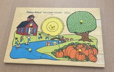 Vintage Fisher Price Wood Tray Puzzle Matching Colors 522 Ages 2-5