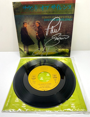 Paul Simon And Art Garfunkel Signed Sounds Of Silence 45 Record Vtg Autographs
