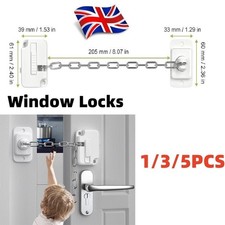 Image of Window Locks Self Adhesive Window Frame Safety Chain Lock No Drilling Childproof