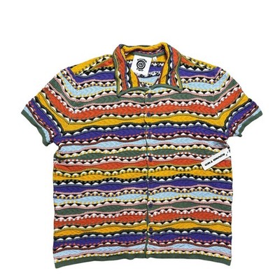 NWT Round 2 Multicolor Stretchy Knitted Polo - Sz. Large 