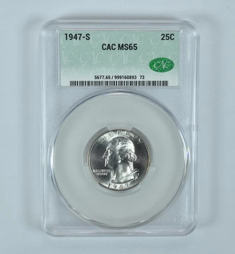 1947-S Washington Quarter MS65 CAC CACg