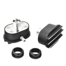 2x Black Aluminum Finned Oval Air Pcv Breather Combo Valve Cover Nostalgia