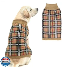 PUPTECK Dog Sweaters for Large Medium Small Dogs - Fall Classic Plaid Style P
