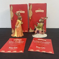 Royal Doulton Bunnykins Romeo DB 284 & Juliet DB 283 Figurines w Boxes