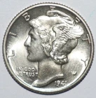 1943 Mercury Dime FSB CHOICE BRILLIANT UNCIRCULATED (P273)