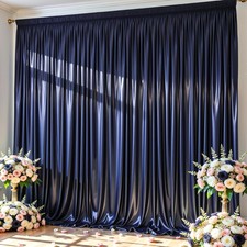 10x10 ft Navy Blue Glitter Backdrop Curtain for Parties, Wrinkle Free Glitter...