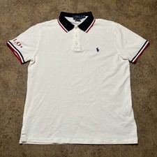 Polo Ralph Lauren Custom Slim Fit Mesh Polo Shirt White Men Size Medium Preppy