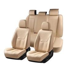Seat Covers, Car Seat Covers Full Set, Luxury Nappa Leather Seat Fullset Beige